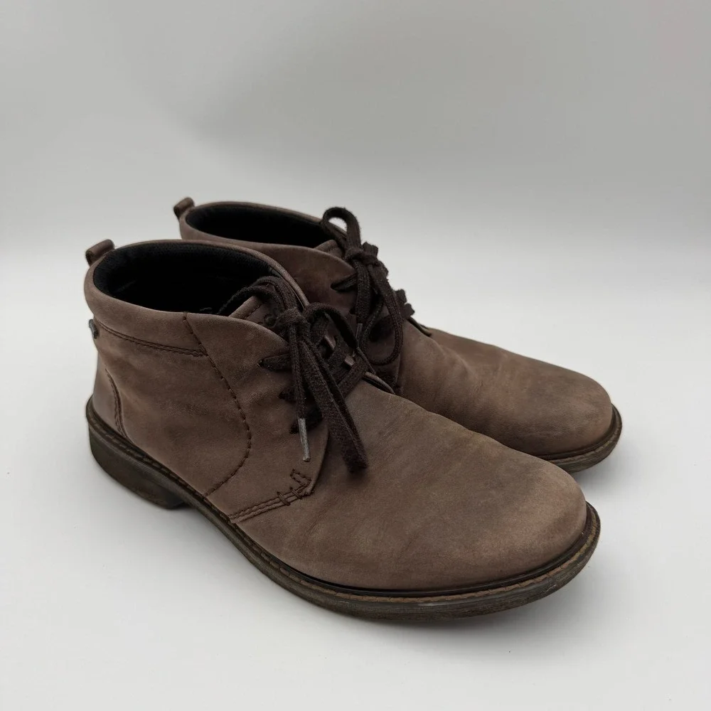 Ecco Turn GTX Brown Leather Gore-Tex Chukka Boots Mens EU 42 US 8-8.5 Waterproof